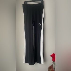 Puma T7 Track Tight Fit High Waist Black White Pants Size Large